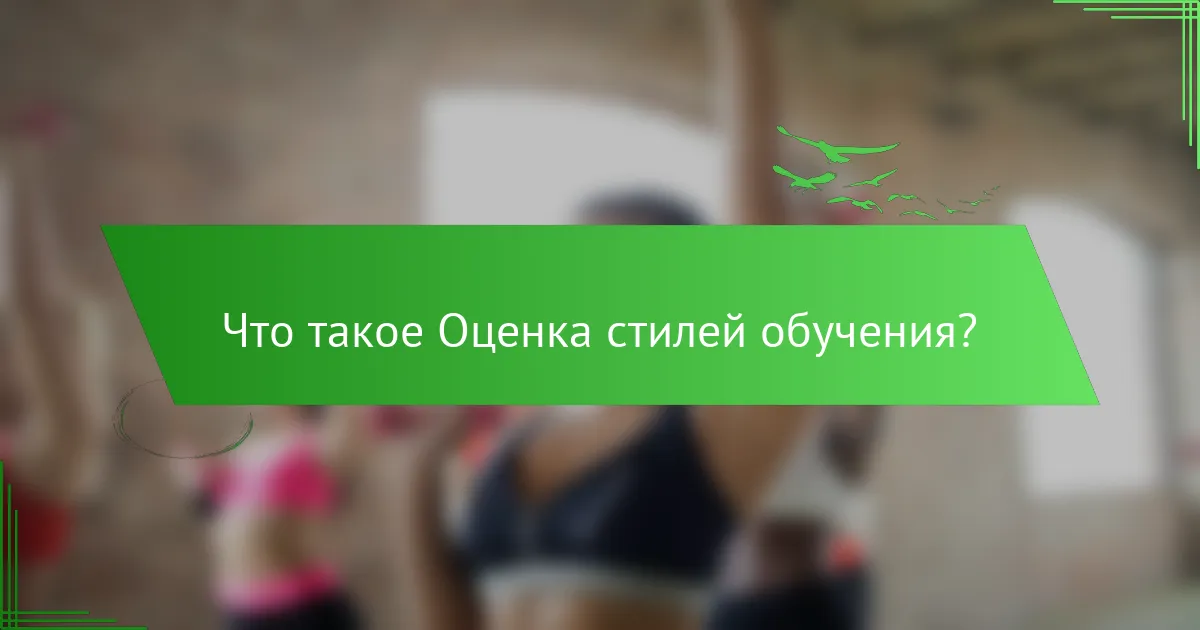 Что такое Оценка стилей обучения?