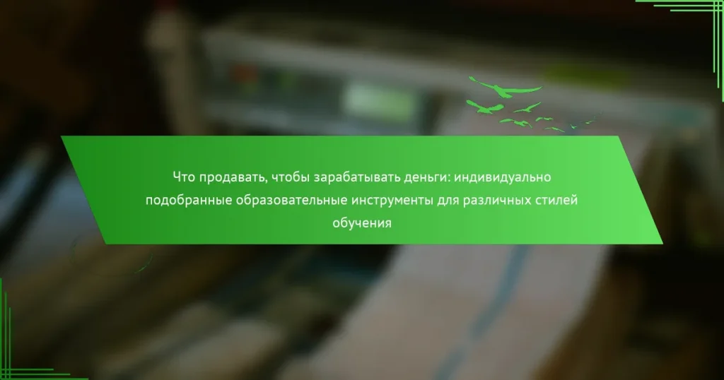 Что продавать, чтобы зарабатывать деньги: индивидуально подобранные образовательные инструменты для различных стилей обучения