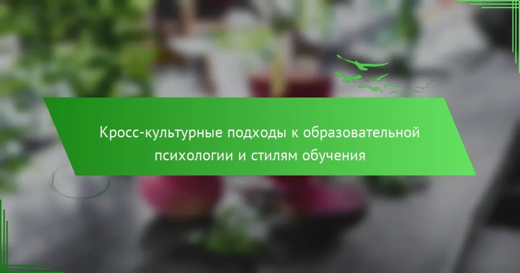 Кросс-культурные подходы к образовательной психологии и стилям обучения