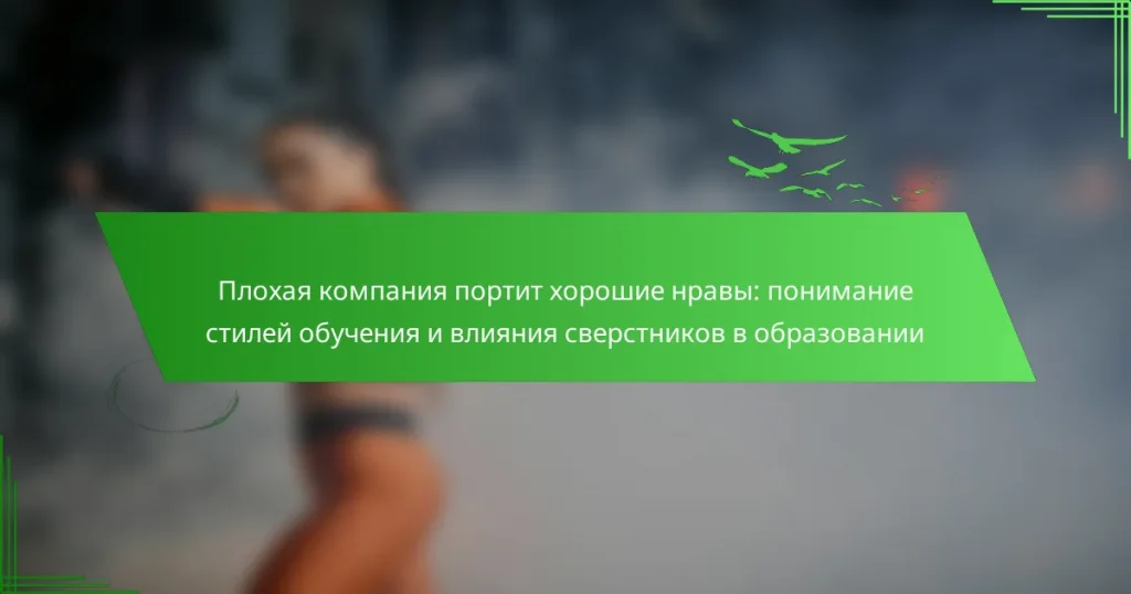 Плохая компания портит хорошие нравы: понимание стилей обучения и влияния сверстников в образовании