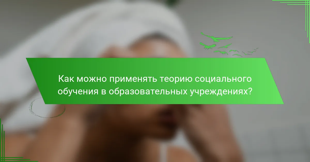 Как можно применять теорию социального обучения в образовательных учреждениях?