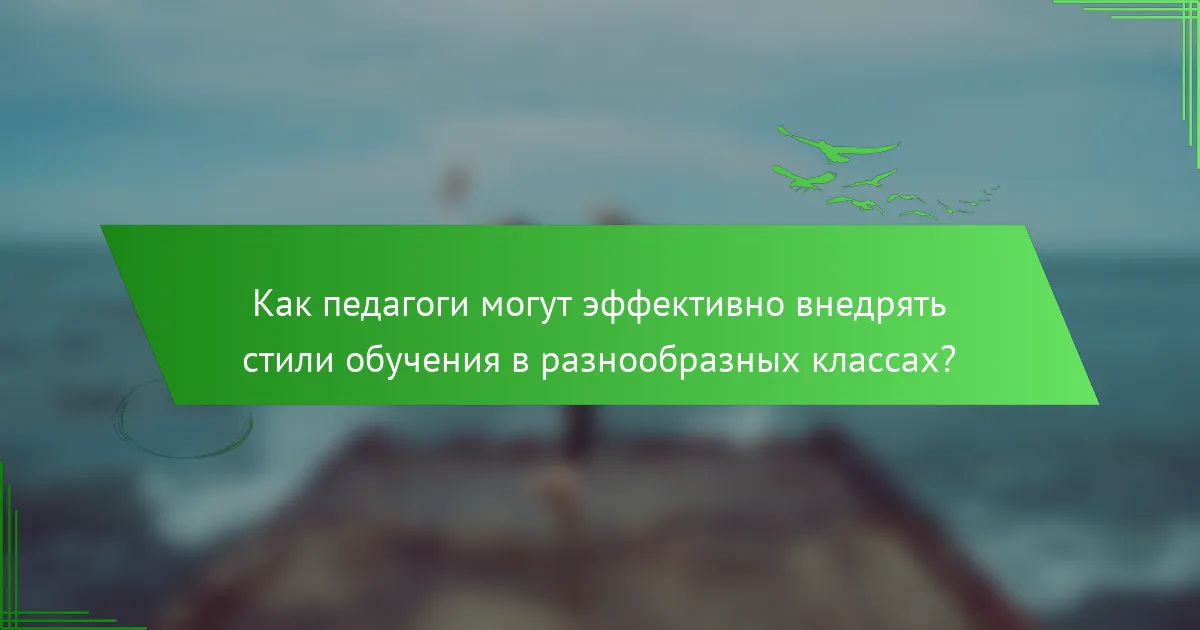 Как педагоги могут эффективно внедрять стили обучения в разнообразных классах?