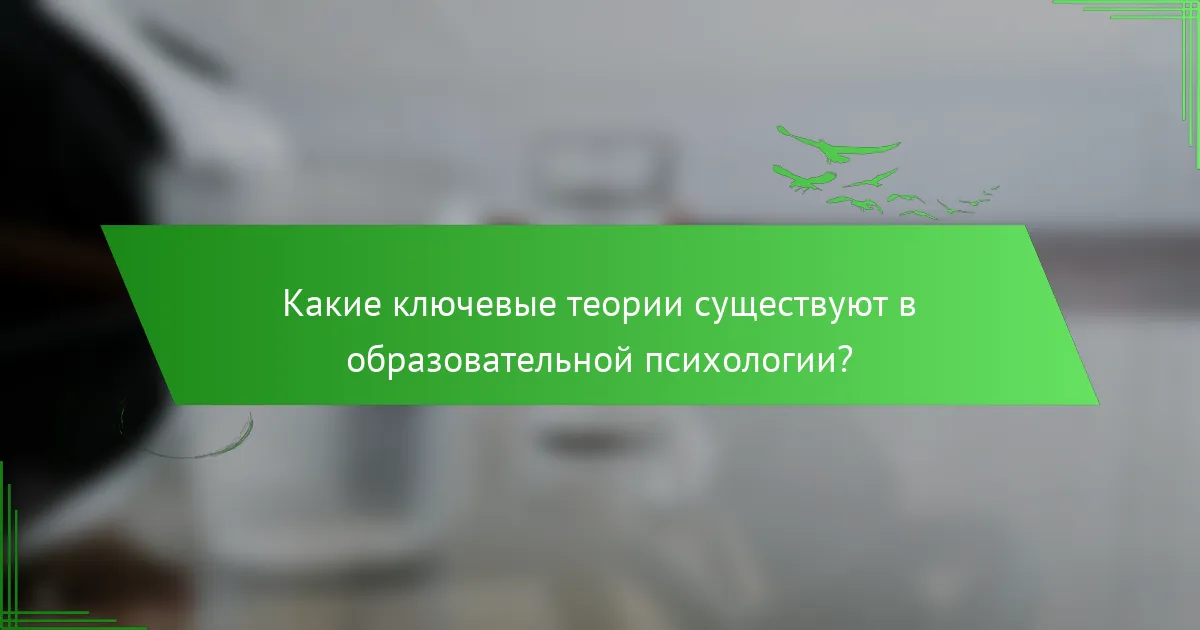 Какие ключевые теории существуют в образовательной психологии?
