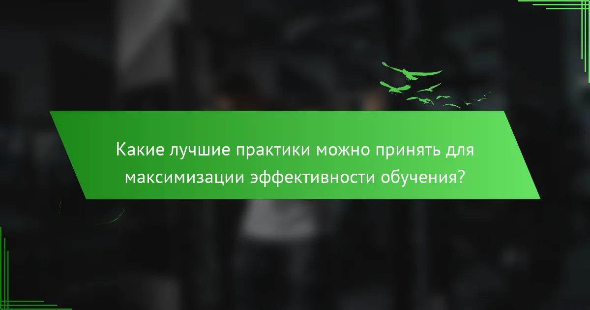 Какие лучшие практики можно принять для максимизации эффективности обучения?