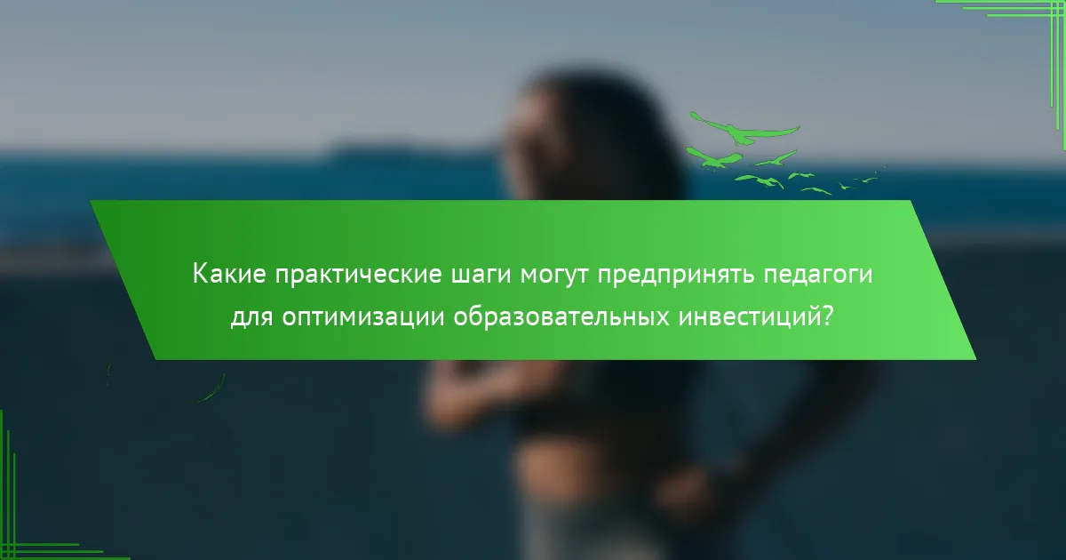 Какие практические шаги могут предпринять педагоги для оптимизации образовательных инвестиций?