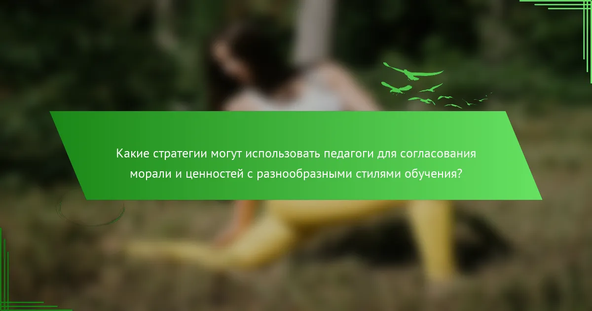 Какие стратегии могут использовать педагоги для согласования морали и ценностей с разнообразными стилями обучения?