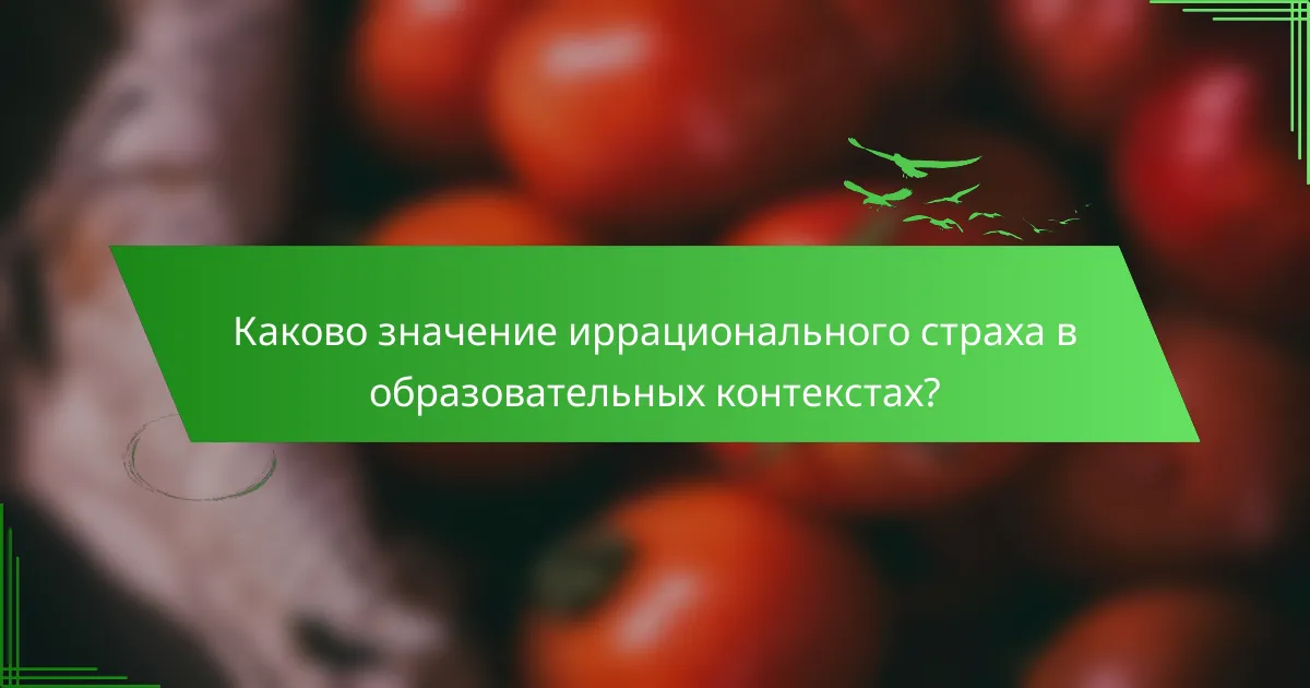 Каково значение иррационального страха в образовательных контекстах?