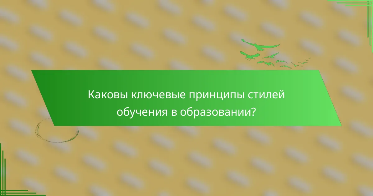 Каковы ключевые принципы стилей обучения в образовании?