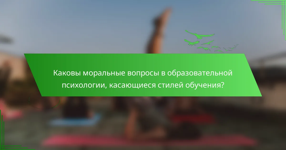Каковы моральные вопросы в образовательной психологии, касающиеся стилей обучения?