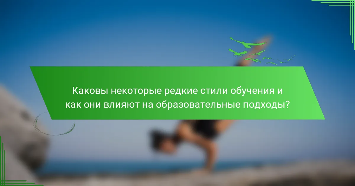 Каковы некоторые редкие стили обучения и как они влияют на образовательные подходы?