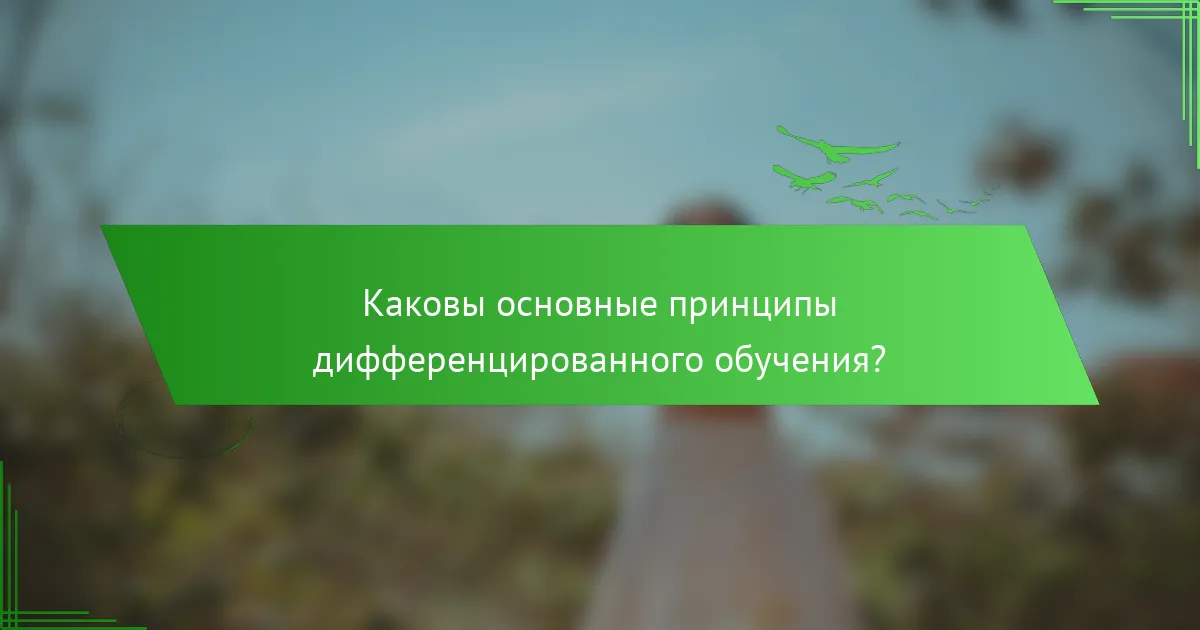 Каковы основные принципы дифференцированного обучения?