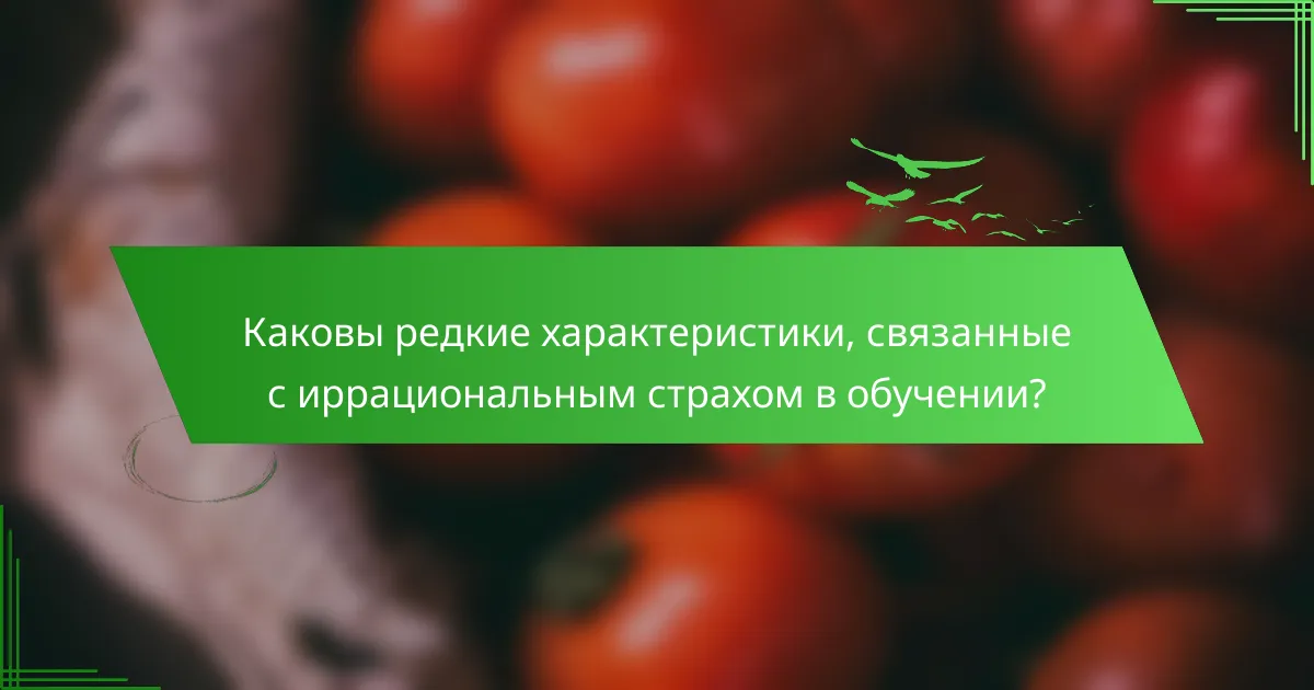 Каковы редкие характеристики, связанные с иррациональным страхом в обучении?