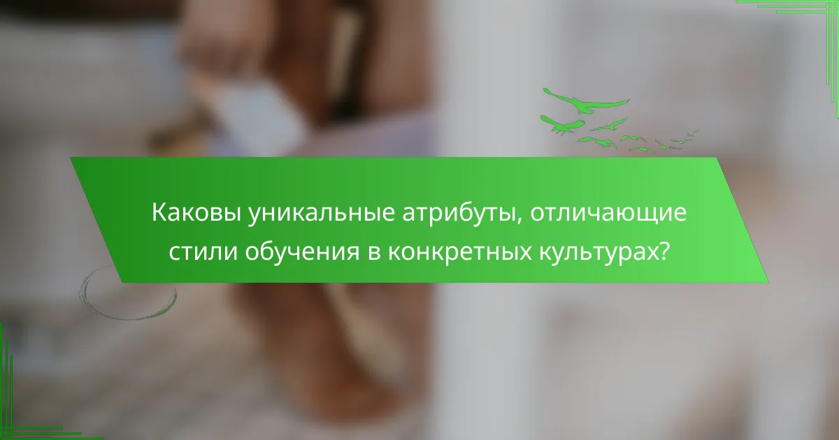 Каковы уникальные атрибуты, отличающие стили обучения в конкретных культурах?
