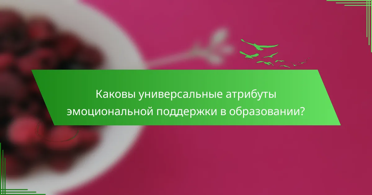 Каковы универсальные атрибуты эмоциональной поддержки в образовании?