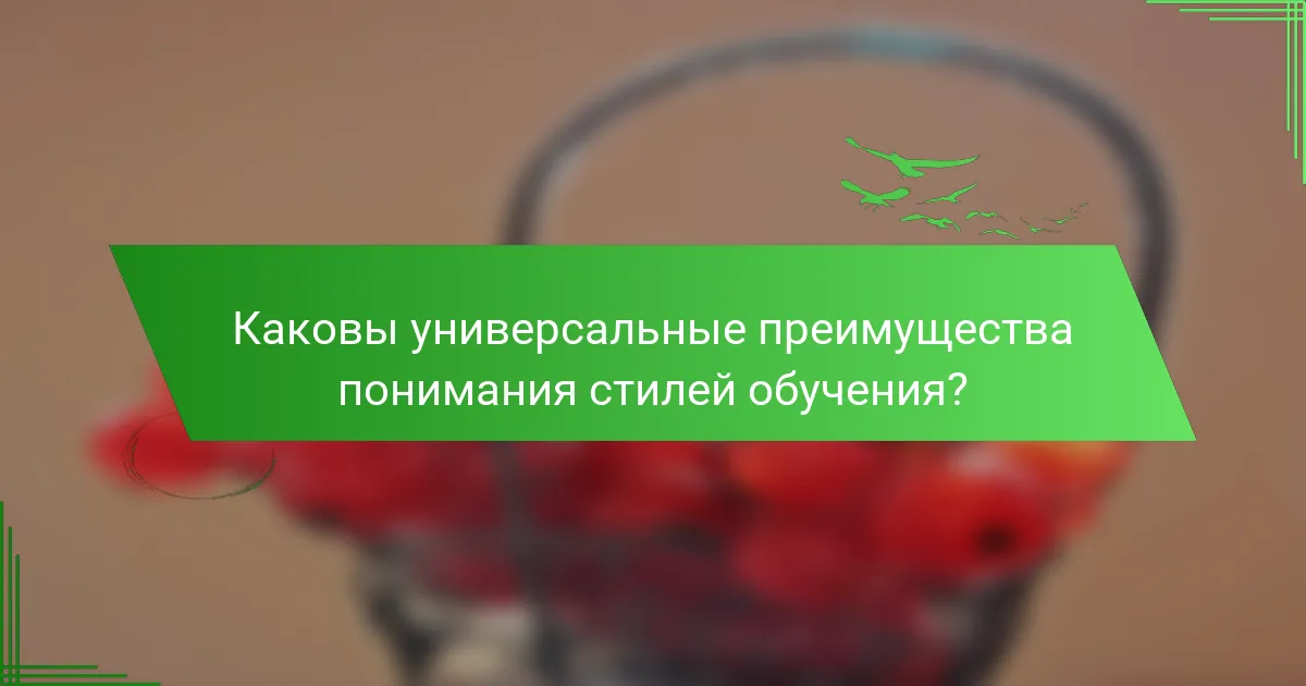 Каковы универсальные преимущества понимания стилей обучения?