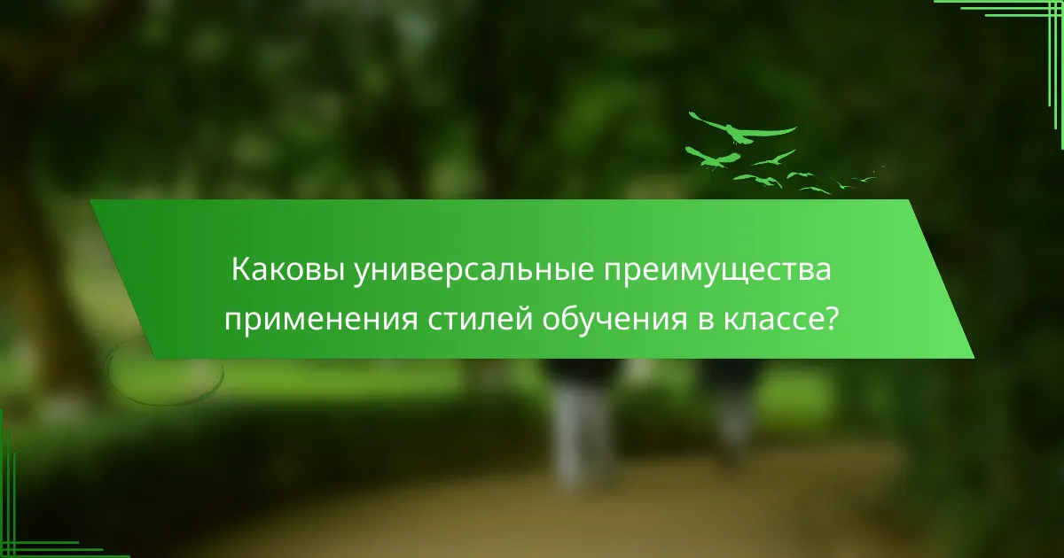 Каковы универсальные преимущества применения стилей обучения в классе?
